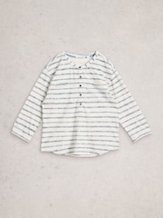 White Stuff Blue Beth Stripe 3/4 Sleeve Shirt - Image 5 of 6