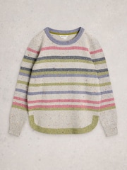 White Stuff Grey Talia Nep Stripe Jumper - Image 5 of 6