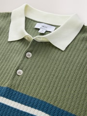 Sage Green Short Sleeve Knitted Embroidered Rugby Shirt - Image 6 of 7