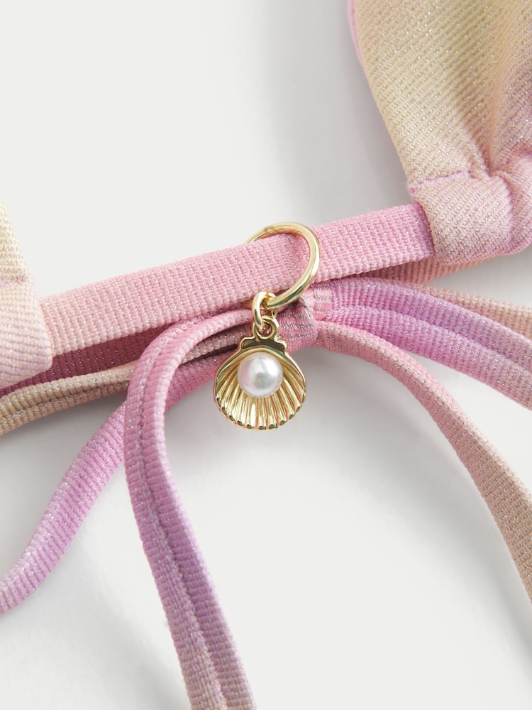 Hollister Pink Shimmer Charm Triangle Bikini Top - Image 4 of 4