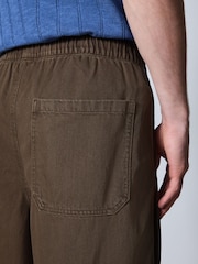 Tan Brown Barrel Fit Elasticated Joggers With Linen - Image 5 of 6