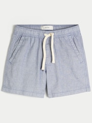 Hollister Blue Linen Mid Thigh Pull-On Shorts - Image 4 of 5