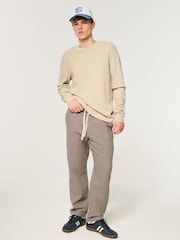 Hollister Brown Linen Blend Loose Pull-On Trousers - Image 3 of 4
