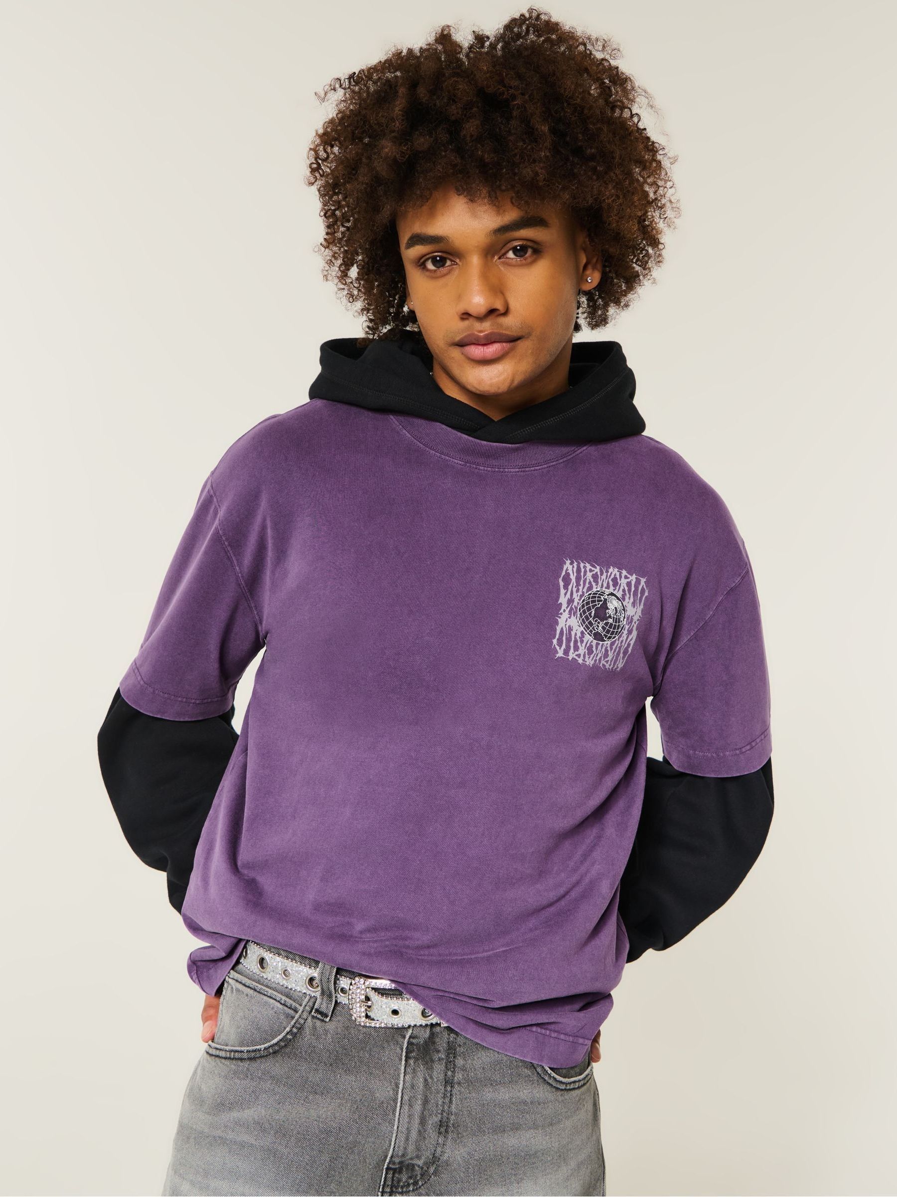 Buy Hollister Purple Back Graphic Crew Neck T-Shirt from Next USA