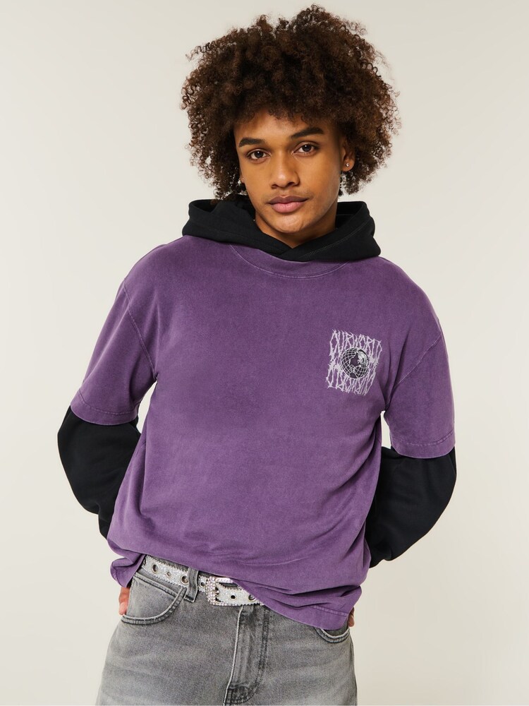 Hollister Purple Back Graphic Crew Neck T-Shirt - Image 1 of 3