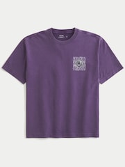 Hollister Purple Back Graphic Crew Neck T-Shirt - Image 2 of 3