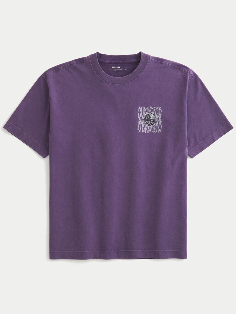 Hollister Purple Back Graphic Crew Neck T-Shirt - Image 2 of 3