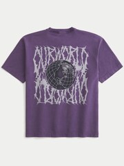 Hollister Purple Back Graphic Crew Neck T-Shirt - Image 3 of 3