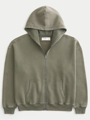 Hollister Green Boxy Full Zip Hoodie - Image 2 of 2