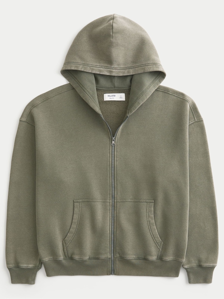 Hollister Green Boxy Full Zip Hoodie - Image 2 of 2