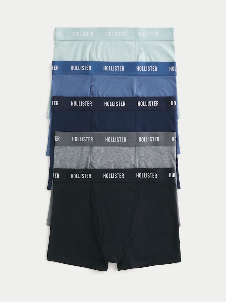 Hollister Blue Classic Length Fly Front Boxer Briefs 5 Pack - Image 1 of 2 Hollister Blue Classic Length Fly Front Boxer Briefs 5 Pack - Image 1 of 2