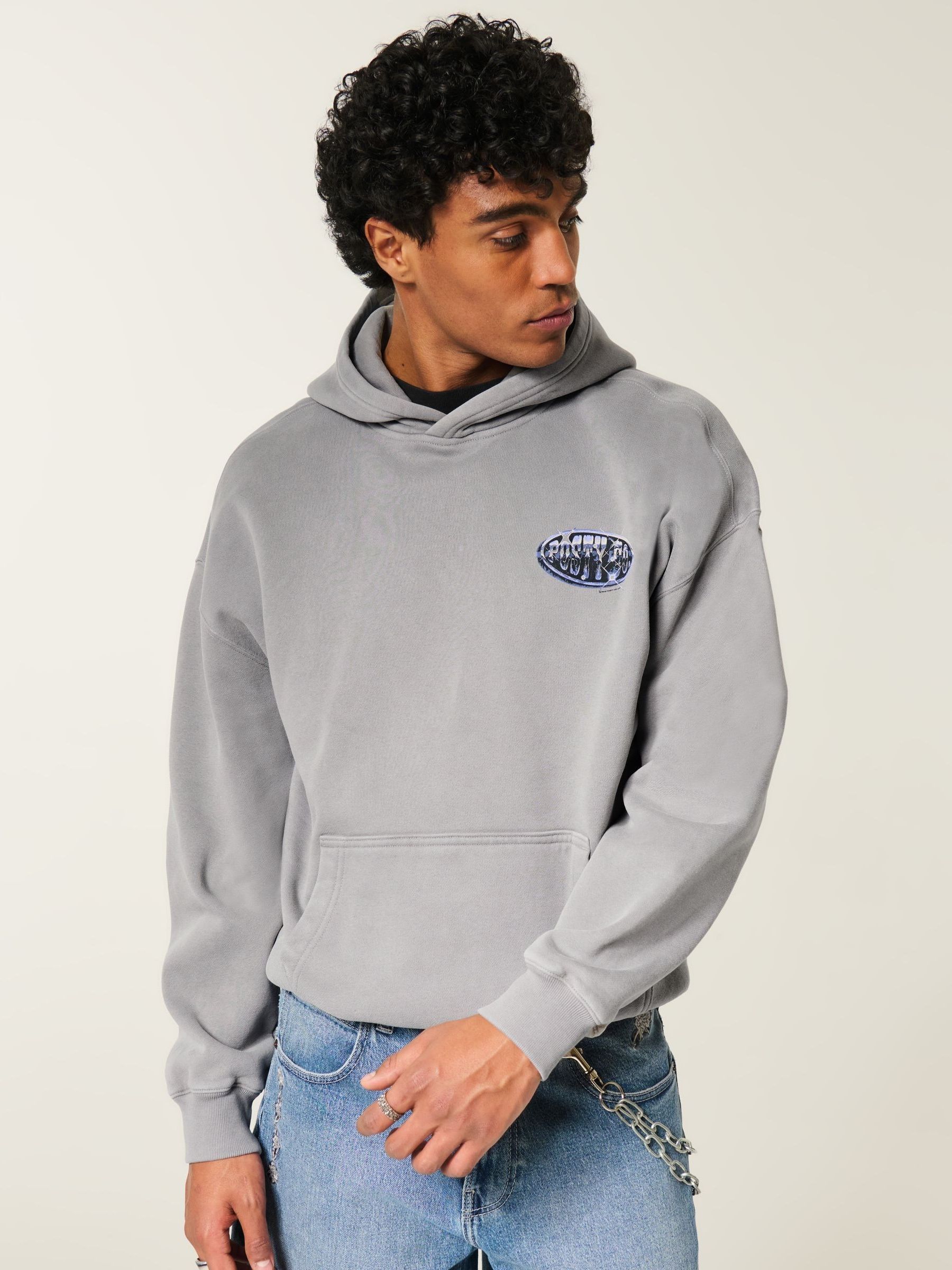 Buy Hollister Grey Post Malone Graphic Pop-Over Hoodie from Next USA
