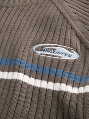 Hollister Drop Chest Striped Crew Neck Long Sleeve Jumper - Imaginea 3 din 3