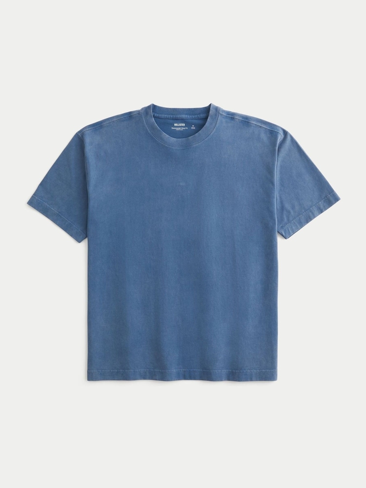 Синий - Hollister Heavyweight Boxy T-Shirt With Micro Logo - Изображение 1 2