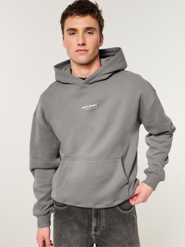 Hollister Grey McLaren Boxy Pop-Over Hoodie - Image 2 of 5