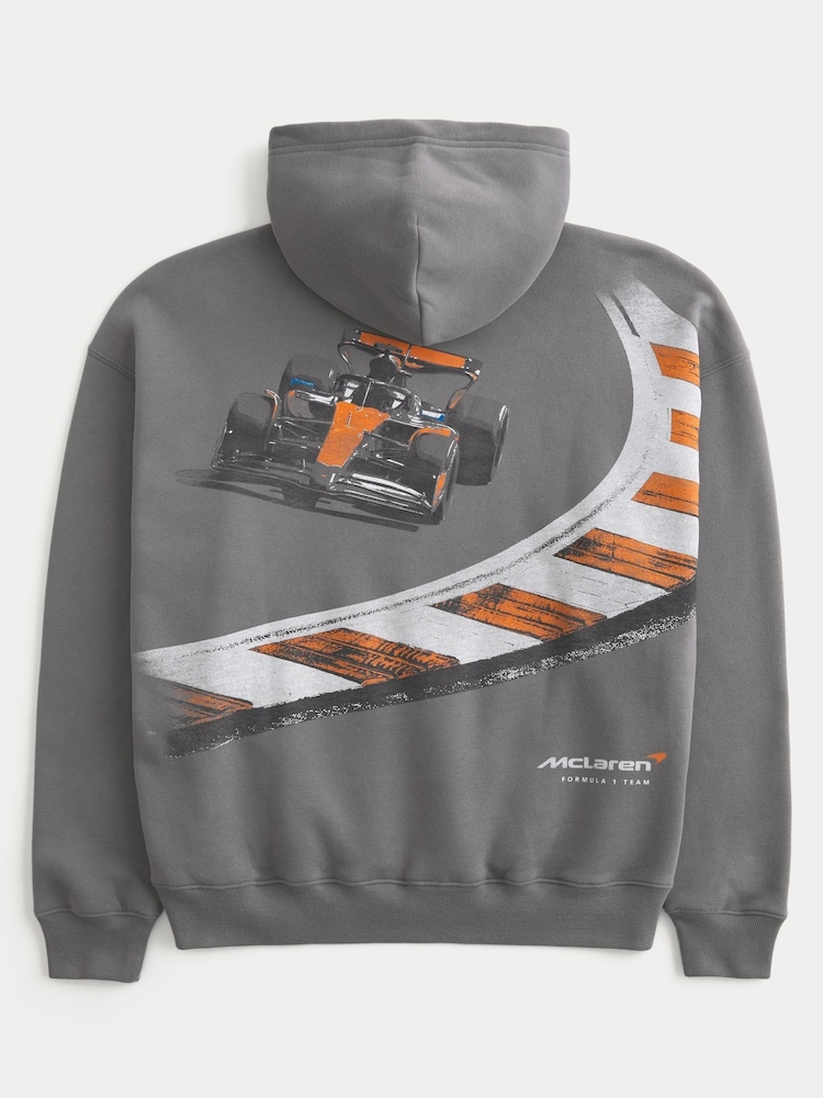 Hollister Grey McLaren Boxy Pop-Over Hoodie - Image 5 of 5