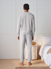 Light Grey Long Sleeve Waffle Pyjamas Set - Image 4 of 8