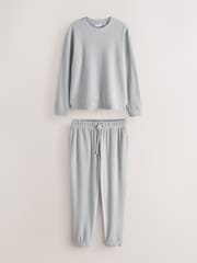 Light Grey Long Sleeve Waffle Pyjamas Set - Image 9 of 14