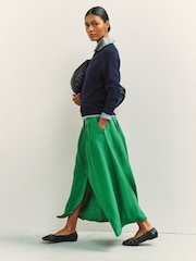 Green N. Premium 100% Linen Midi Skirt - Image 1 of 9