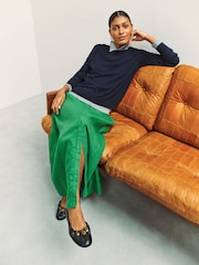 Green N. Premium 100% Linen Midi Skirt - Image 3 of 9