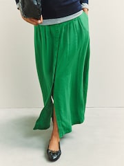 Green N. Premium 100% Linen Midi Skirt - Image 4 of 9