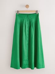 Green N. Premium 100% Linen Midi Skirt - Image 7 of 9