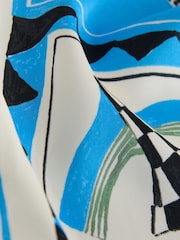 Blue/Green Print Satin Sarong Mini Skirt - Image 6 of 7