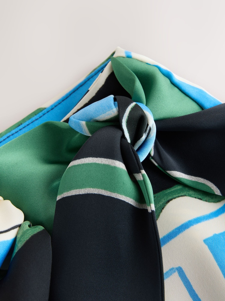 Blue/Green Print Satin Sarong Mini Skirt - Image 7 of 7