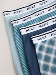 Green Check Stripe Full Brief Cotton Logo Knickers 4 Pack - Image 10 of 11