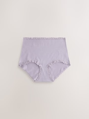Purple/Green/Blue/Pink Full Brief Cotton and Lace Knickers 10 Pack - Image 12 of 15