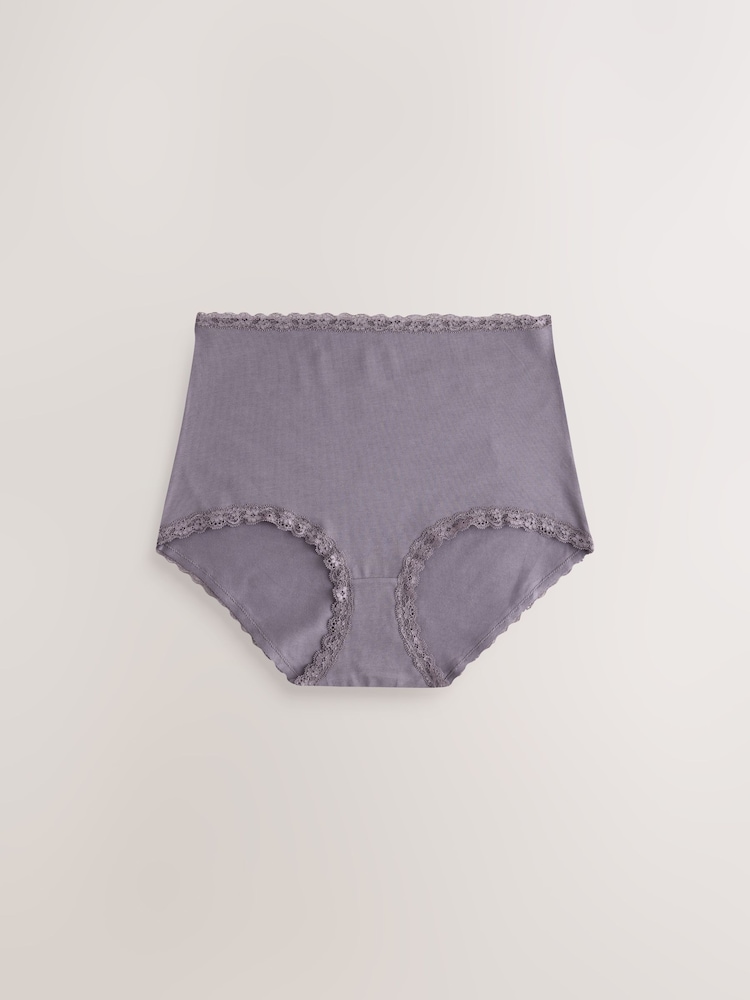 Purple/Green/Blue/Pink Full Brief Cotton and Lace Knickers 10 Pack - Image 15 of 15