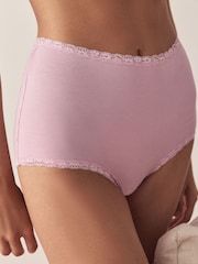 Purple/Green/Blue/Pink Full Brief Cotton and Lace Knickers 10 Pack - Image 2 of 15