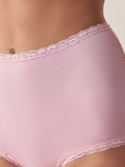 Purple/Green/Blue/Pink Full Brief Cotton and Lace Knickers 10 Pack - Image 5 of 15