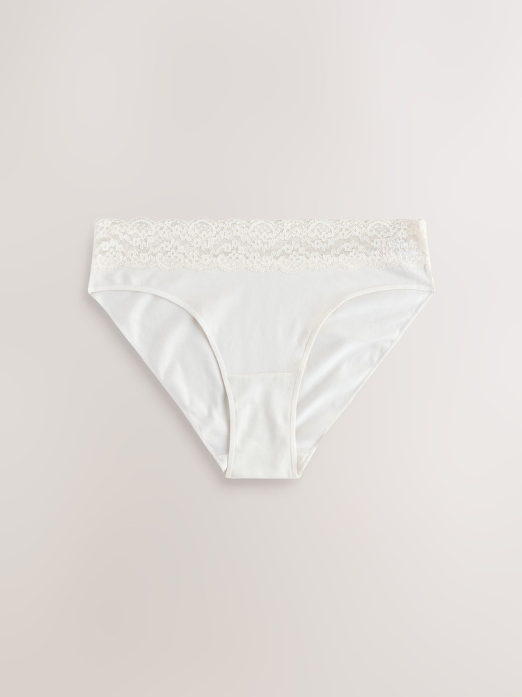 Pink/Cream High Leg Cotton and Lace Knickers 7 Pack - Image 2 of 10 Pink/Cream High Leg Cotton and Lace Knickers 7 Pack - Image 2 of 10