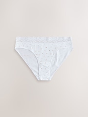 Pink/Cream High Leg Cotton and Lace Knickers 7 Pack - Image 3 of 10
