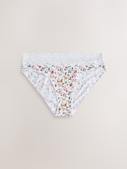 Pink/Cream High Leg Cotton and Lace Knickers 7 Pack - Image 5 of 10