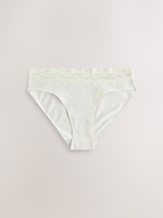 Pink/Cream High Leg Cotton and Lace Knickers 7 Pack - Image 6 of 10