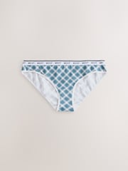 Green Check Stripe Brazilian Cotton Logo Knickers 4 Pack - Image 8 of 11
