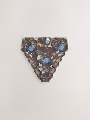 Floral/Spot High Waist High Leg Lace Back No VPL Invisible Knickers 5 Pack - Image 9 of 11