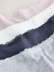 Grey/Pink/Cream High Leg Cotton and Lace Knickers 4 Pack - Image 10 of 10