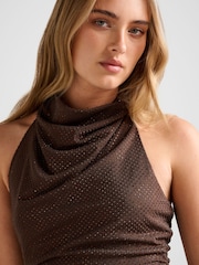 Forever New Brown Lucy Heatseal Halter Neck Top - Image 3 of 5
