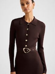 Forever New Brown Kelani Petite Belted Midi Dress - Image 4 of 4