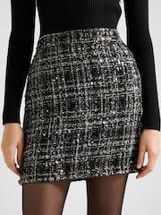 Forever New Black Paisley Boucle Mixed Mini Dress - Image 1 of 5