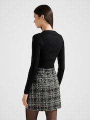 Forever New Black Paisley Boucle Mixed Mini Dress - Image 2 of 5