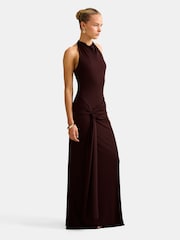 Forever New Brown Abby Halter Neck Mesh Maxi Dress - Image 4 of 5