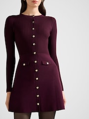 Forever New Purple Issie Long Sleeves Knitted Mini Dress - Image 3 of 5