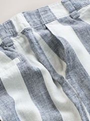 Bande bleue/Ecru - Pantalons amples en lin Blend à devant élégant - Image 7 de 7