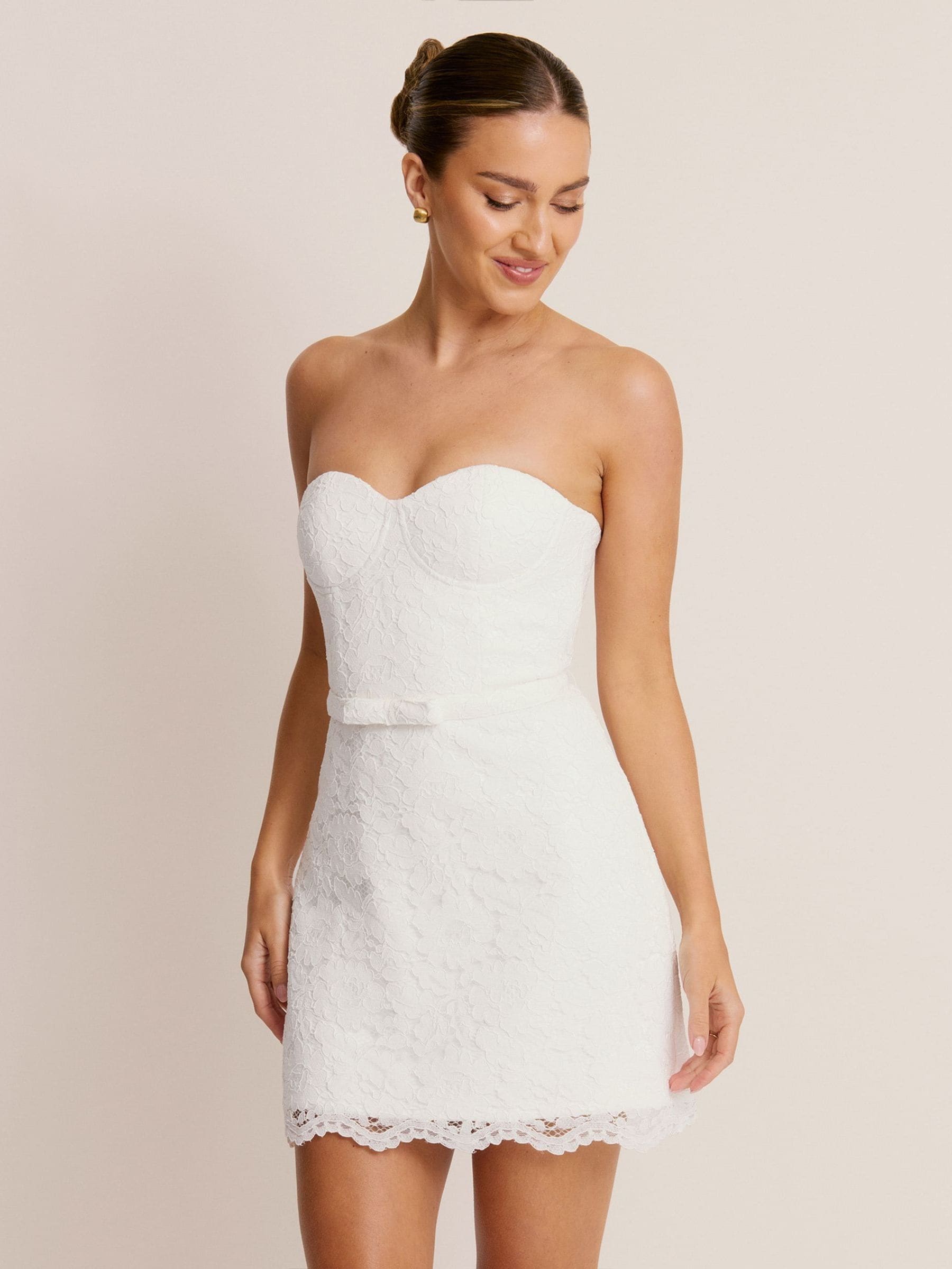 Buy Six Stories White Lace Bandeau Corset Mini Dress from Next USA