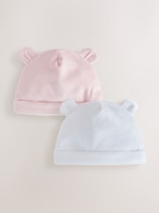 Rosa/blanco - Pack de 2 gorros de terciopelo para bebé (0-12 meses) - Imagen 1 de 5