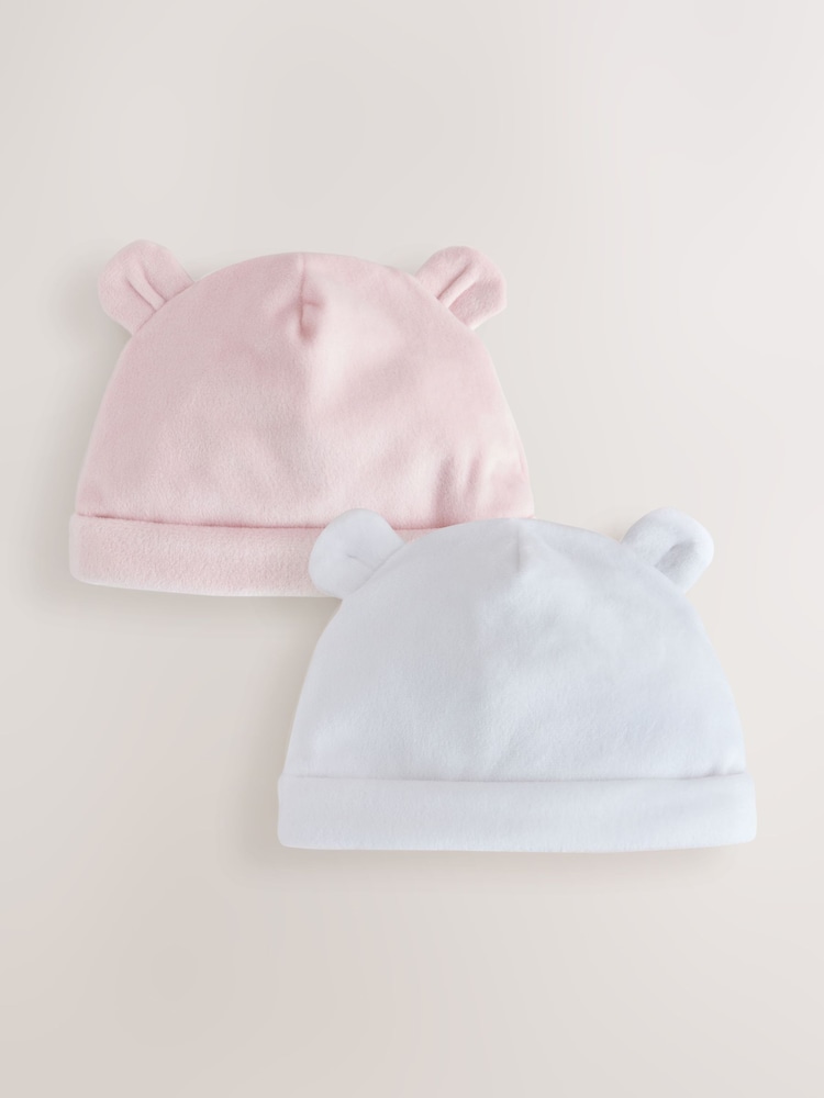 Rosa/blanco - Pack de 2 gorros de terciopelo para bebé (0-12 meses) - Imagen 1 de 5 Rosa/blanco - Pack de 2 gorros de terciopelo para bebé (0-12 meses) - Imagen 1 de 5